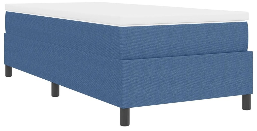 Cama Box com Colchão Azul 80x200 cm Tecido Corduroy