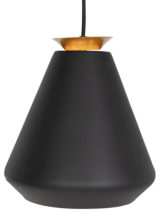 Candeeiro de suspensão moderno 3-light preto com ouro - Mia Design,Moderno