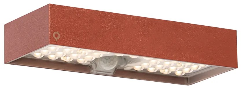 Candeeiro de parede exterior vermelho com luz regulável e sensor solar - Kayo