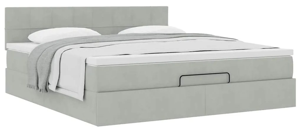 Estrutura de cama otomana com colchão 160x200 cm cinzento claro