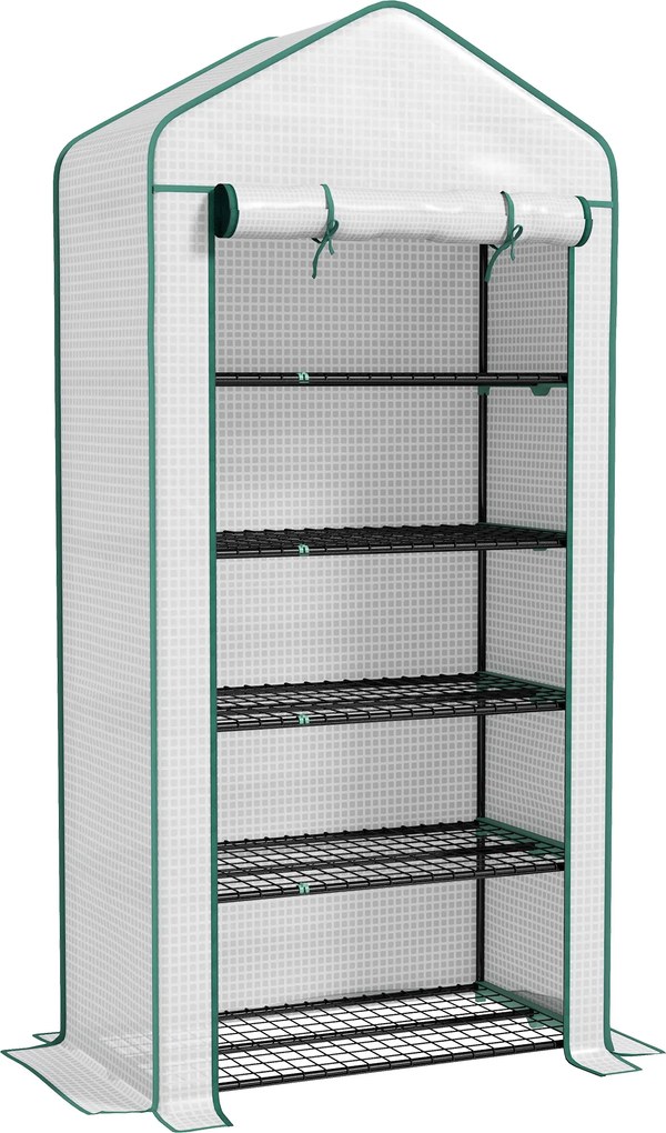 Estufa de Jardim de 5 Prateleiras Estufa Resistente com 1 Porta com Fecho de Correr Anti-UV 90x49x193 cm Branco