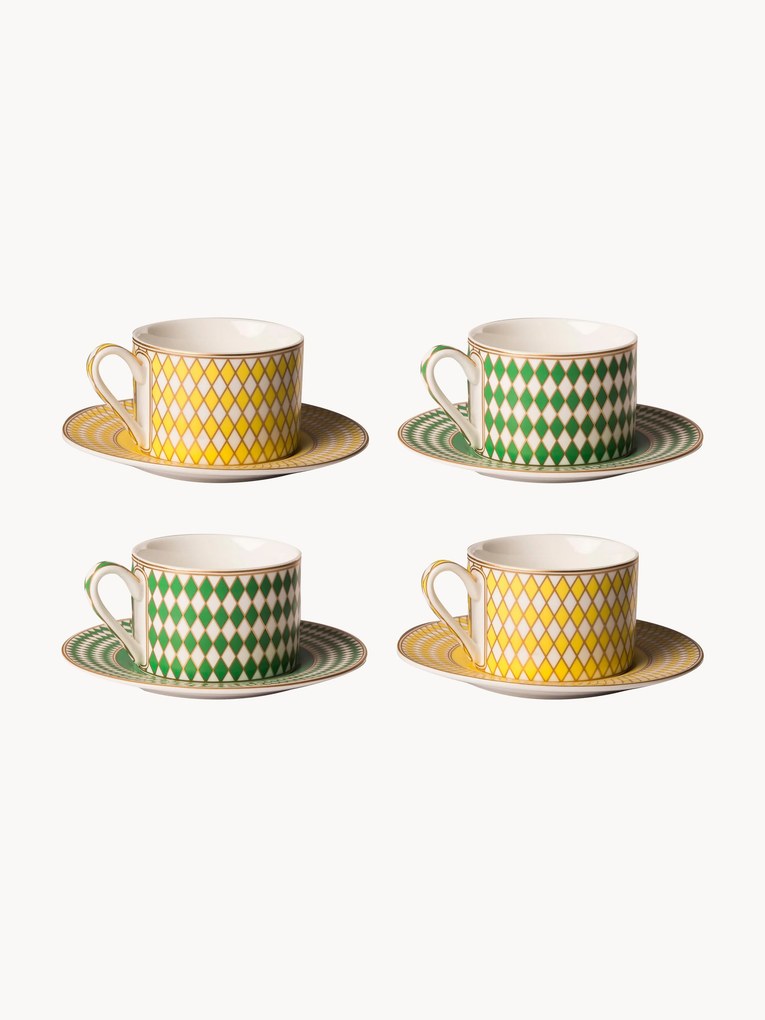 Chávenas de café com pires Chess, conjunto de 4
