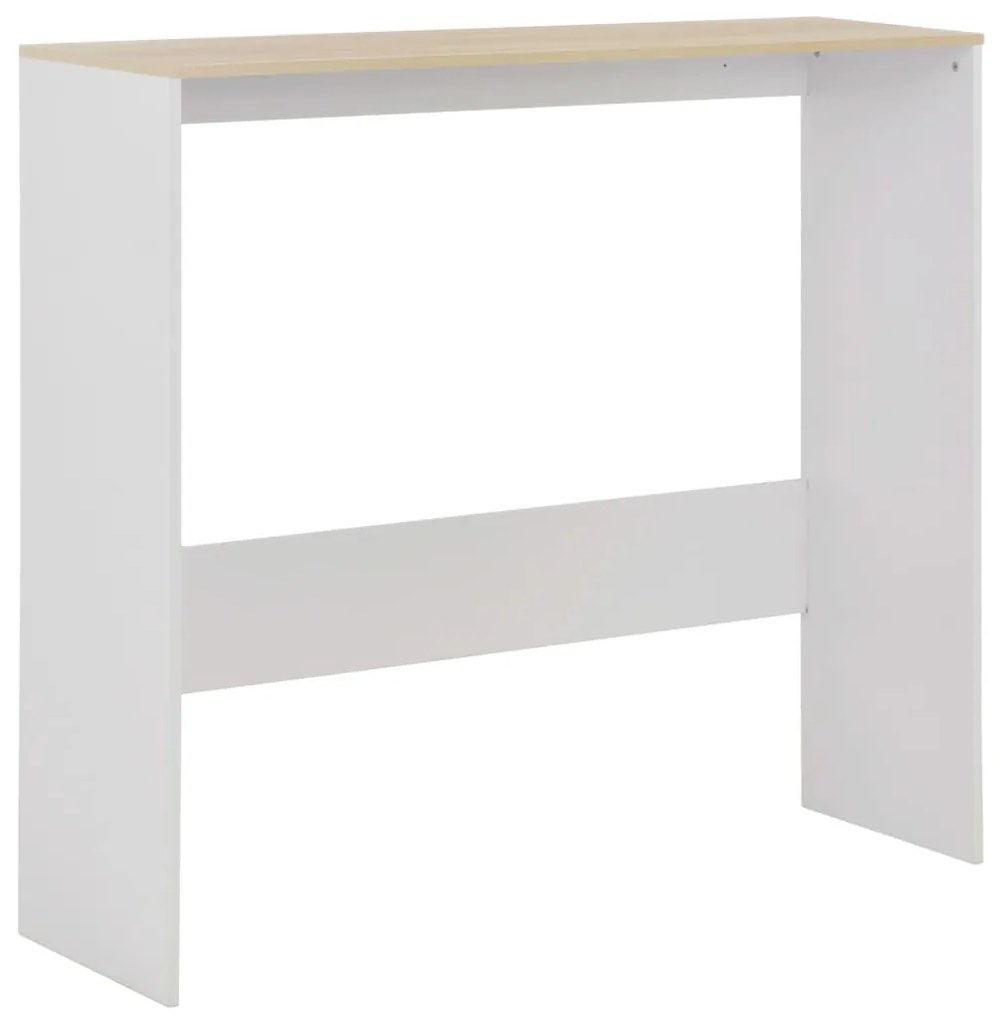 Mesa de bar com 2 tampos 130x40x120 cm branco e carvalho