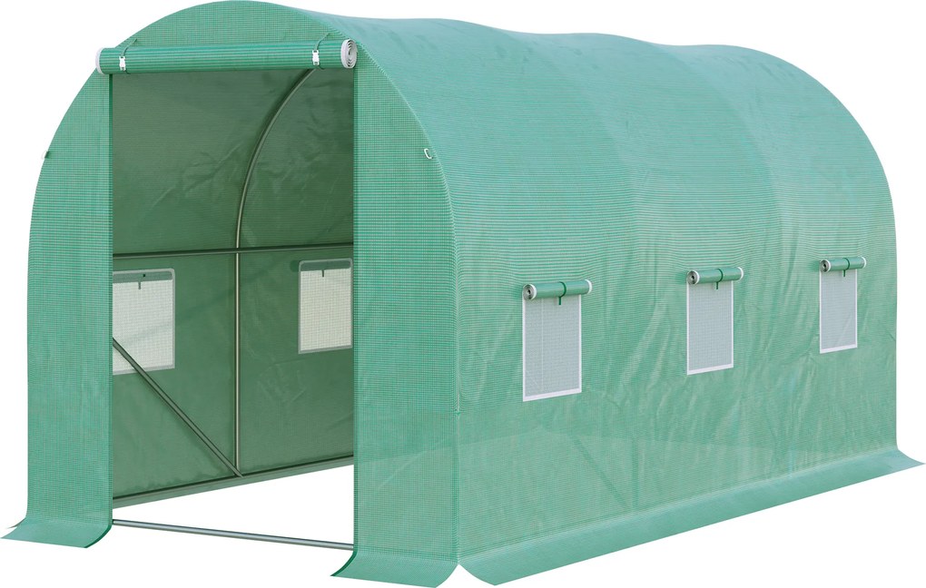 Estufa de jardim em forma de túnel, 8 m², 4,0 m (C) x 2,0 m (L) x 1,9 m (A), aço galvanizado reforçado com 2,4 cm de diâmetro + PE de alta densidade,