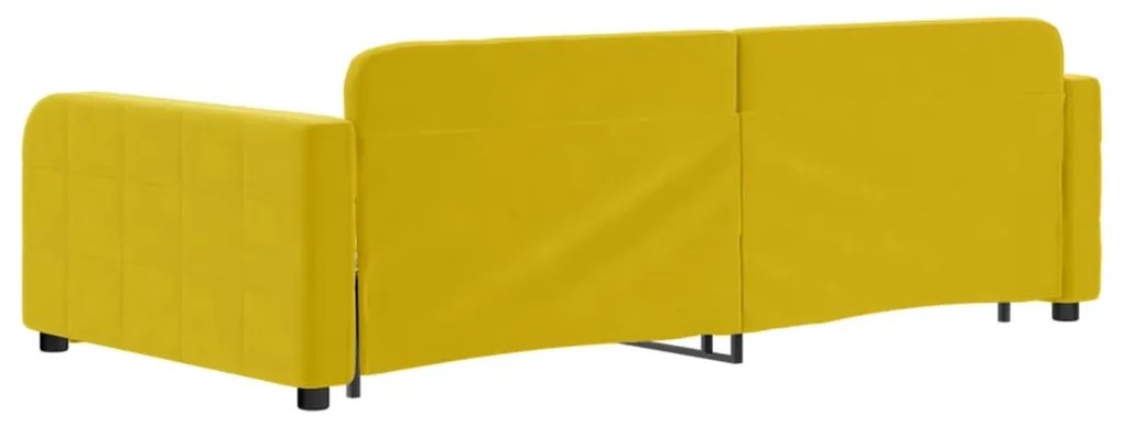 Sofá-cama com gavetão 100x200 cm veludo amarelo