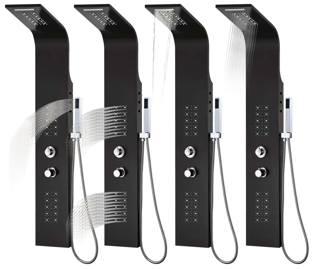 Coluna de duche em alumínio 20x44x130 cm preto