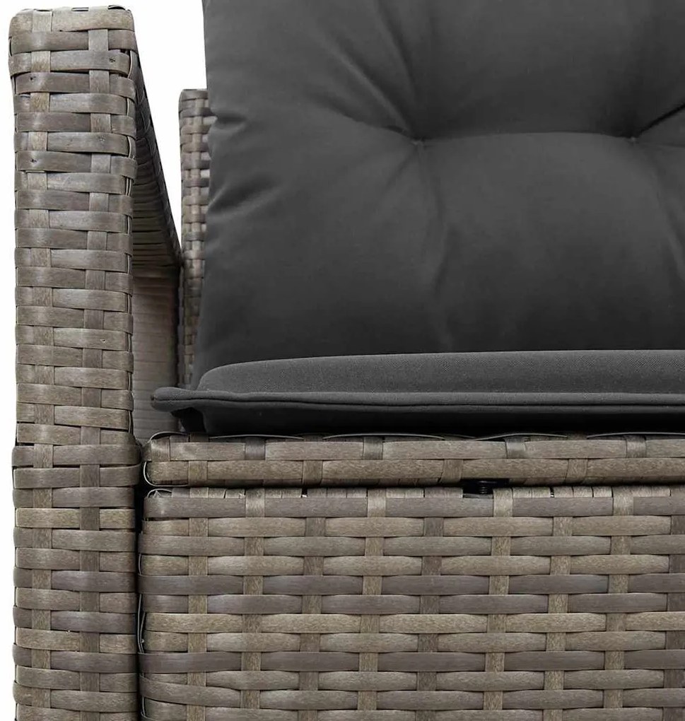 Sofá de Jardim 2 Lugares com Almofadas Cinzento em Rattan