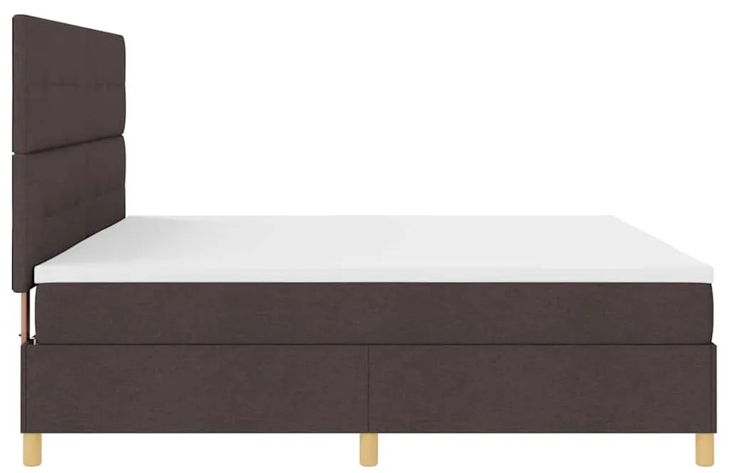 Cama Box Spring com Colchão Marrom Escuro 200x200 cm Tecido