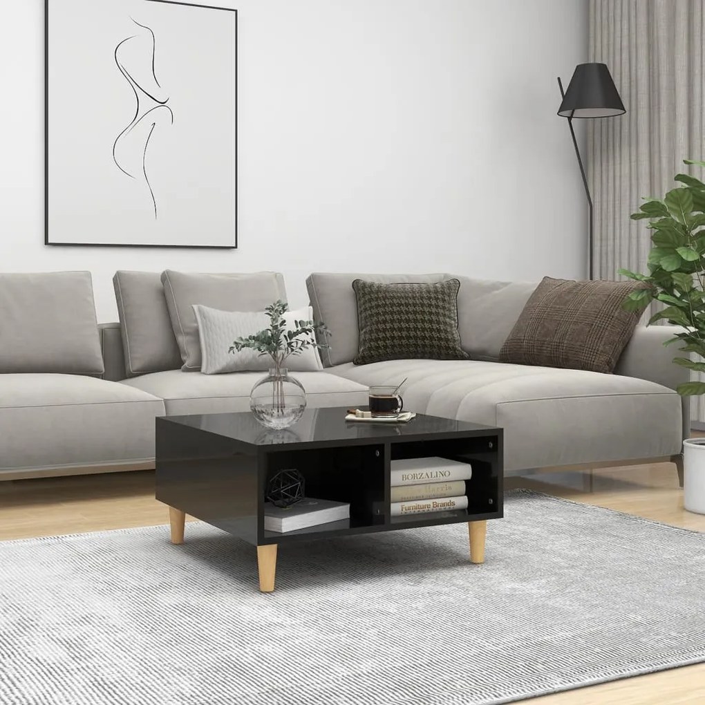 vidaXL Mesa de centro 60x60x30 cm contraplacado preto brilhante