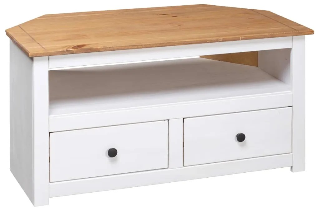 Móvel canto TV 93x49x49 cm madeira pinho maciça Panama branco