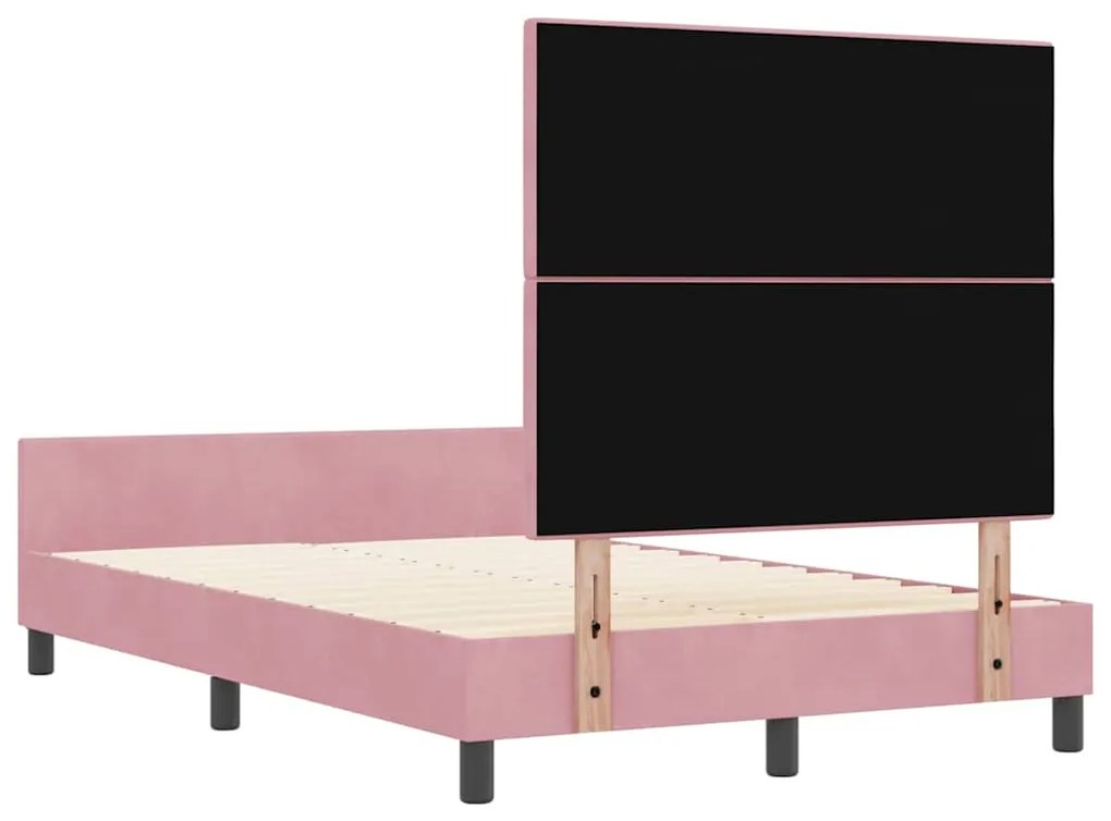 Estrutura de Cama de Veludo Rosa 120x200 cm