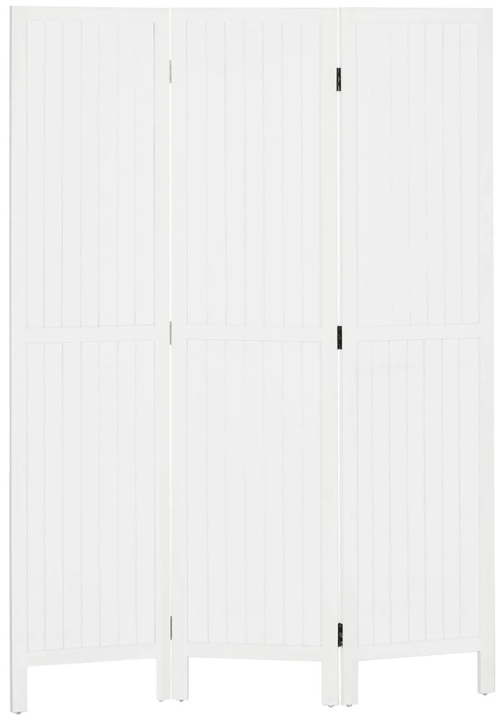 Biombo 3 Painéis Separador de Ambientes Dobrável 120x1,8x170 cm Painel de Privacidade Estilo Rústico Branco
