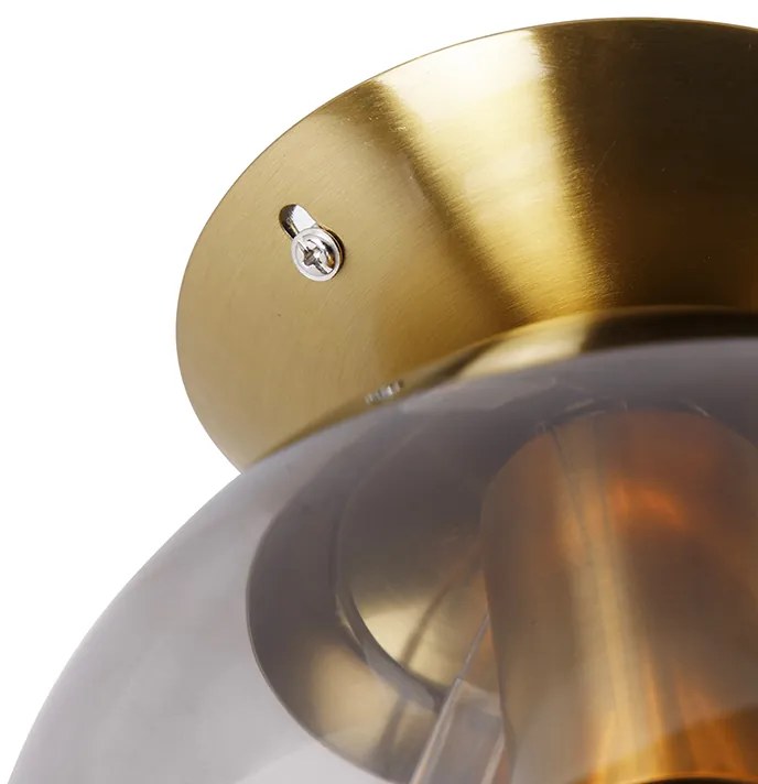 LED Candeeiro de teto inteligente latão com vidro fumê incl. Wifi ST64 - Pallon Art Deco