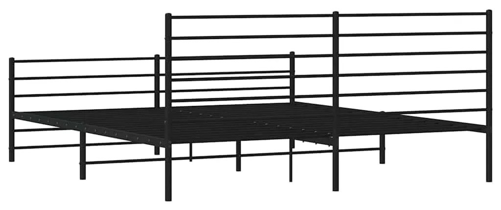 Estrutura de cama com cabeceira e pés 193x203 cm metal preto