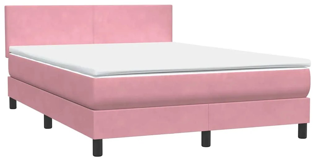 Cama com molas/colchão 140x210 cm veludo Rosa