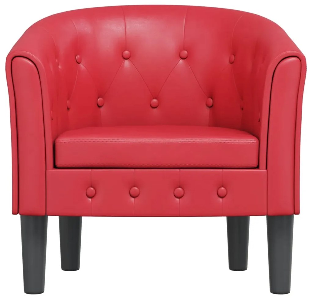 Poltrona couro artificial vermelho