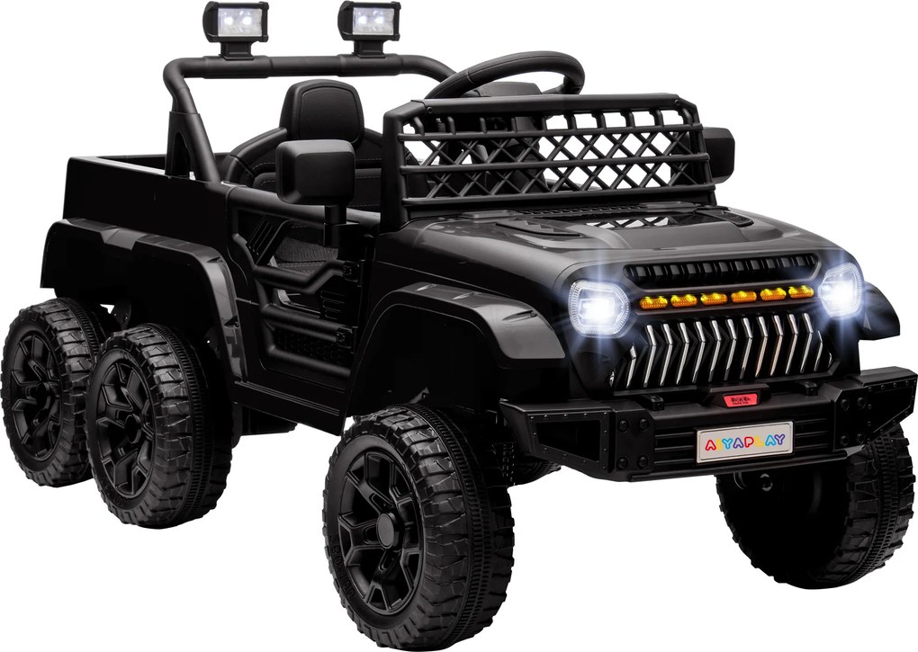 AIYAPLAY Carro Elétrico Infantil Buggy Elétrico Infantil 2 Motores 12 V 3 Velocidades Reboque Traseiro 122x62,5x65 cm Preto | Aosom Portugal