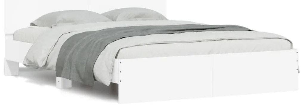 Estrutura de cama c/ cabeceira e luzes LED 150x200 cm branco