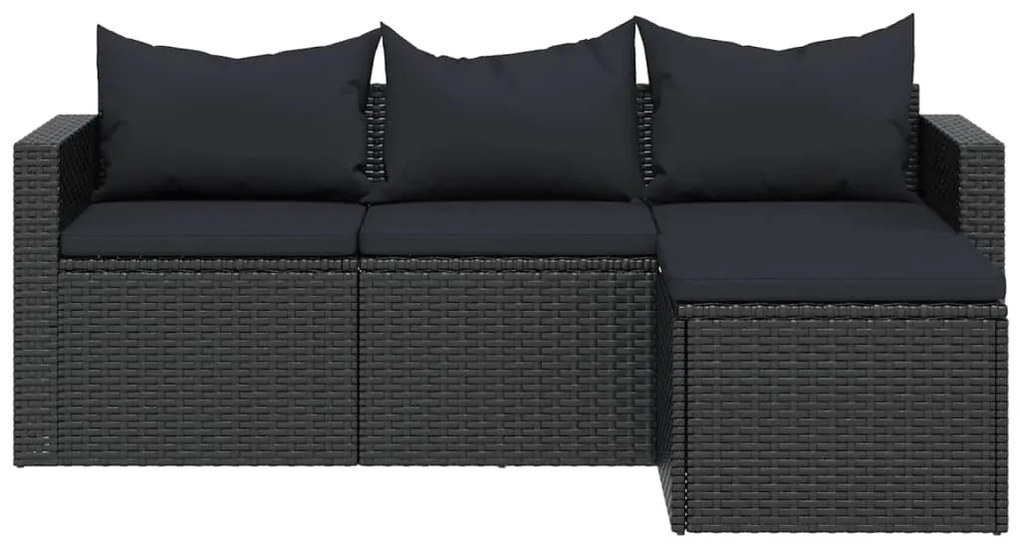 Conjunto lounge de jardim vime PE preto