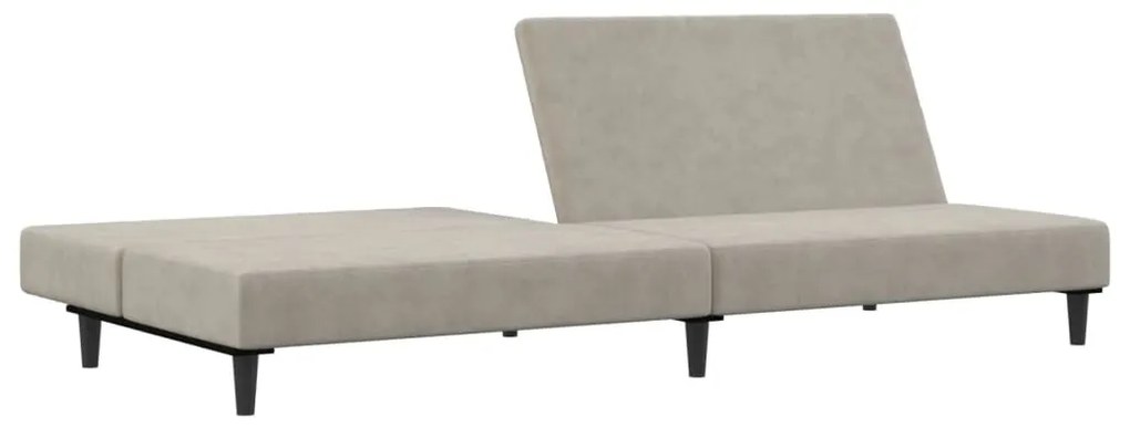 Sofá-cama de 2 lugares veludo cinzento-claro