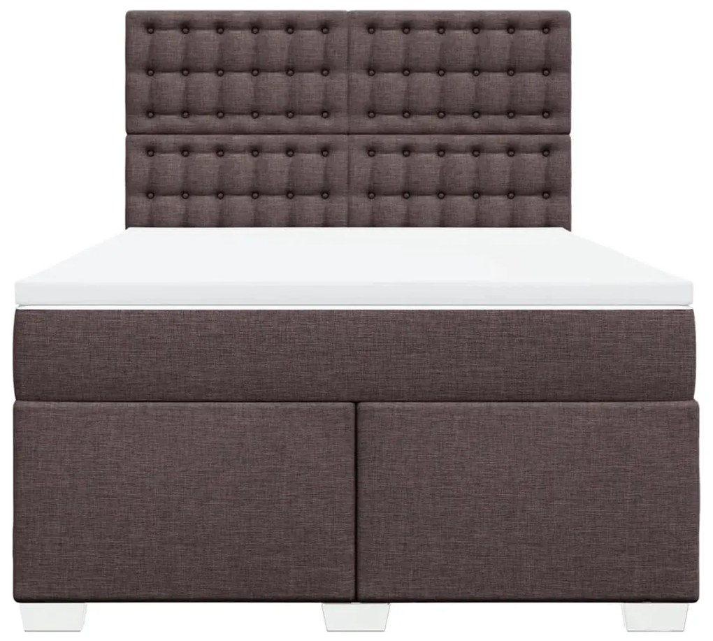 Cama com molas/colchão 140x200 cm tecido castanho-escuro