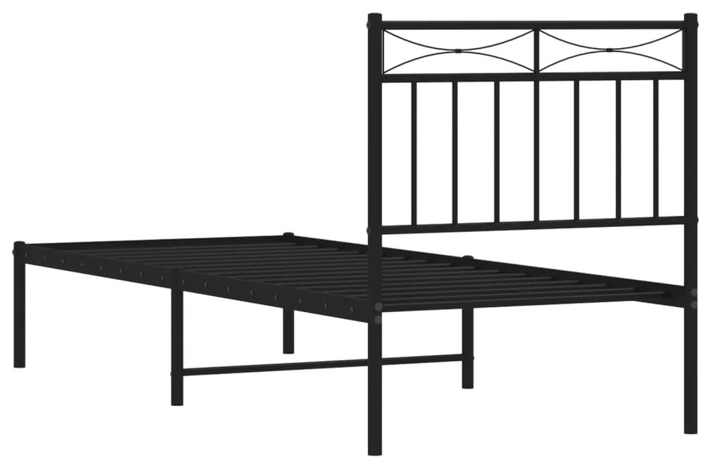 Estrutura de cama metal s/ colchão c/ cabeceira 75x190 cm preto