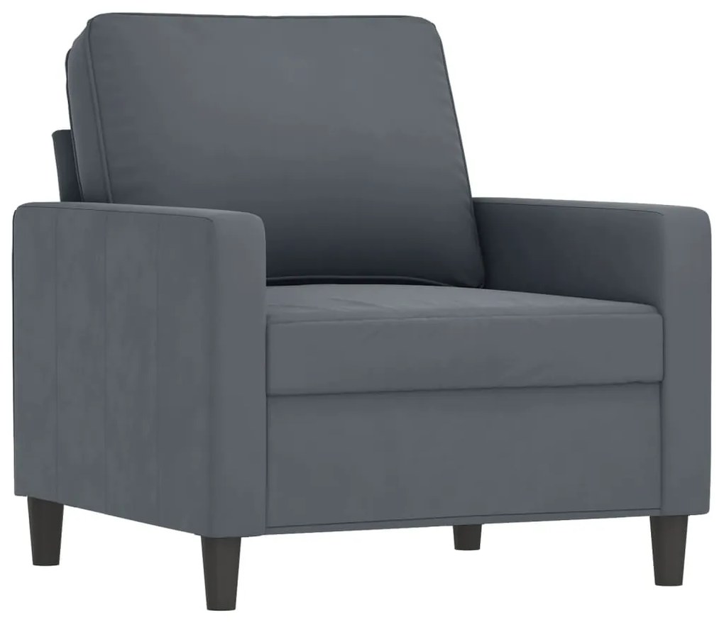 4 pcs conjunto de sofás veludo cinzento-escuro