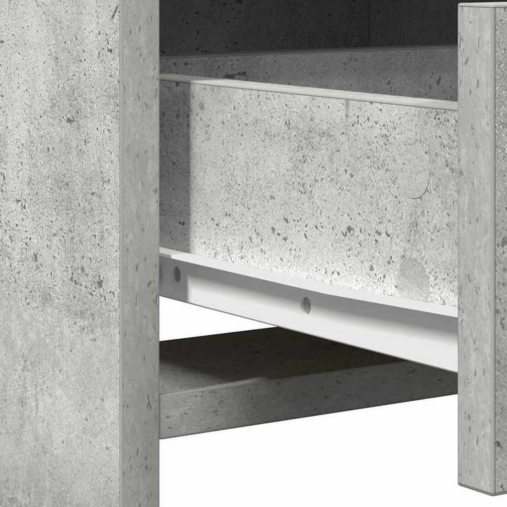 Mesa de Maquilhagem com Luzes LED em Cinza Concreto, 50x41x135 cm