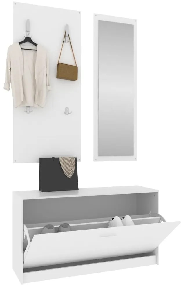Conjunto de sapateira 3 em 1 derivados madeira branco