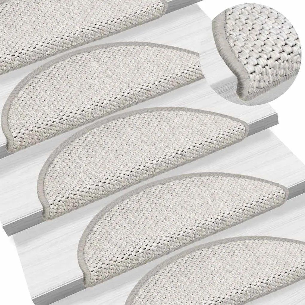 Tapetes escada adesivos aspeto sisal 30 pcs 56x17x3cm platina