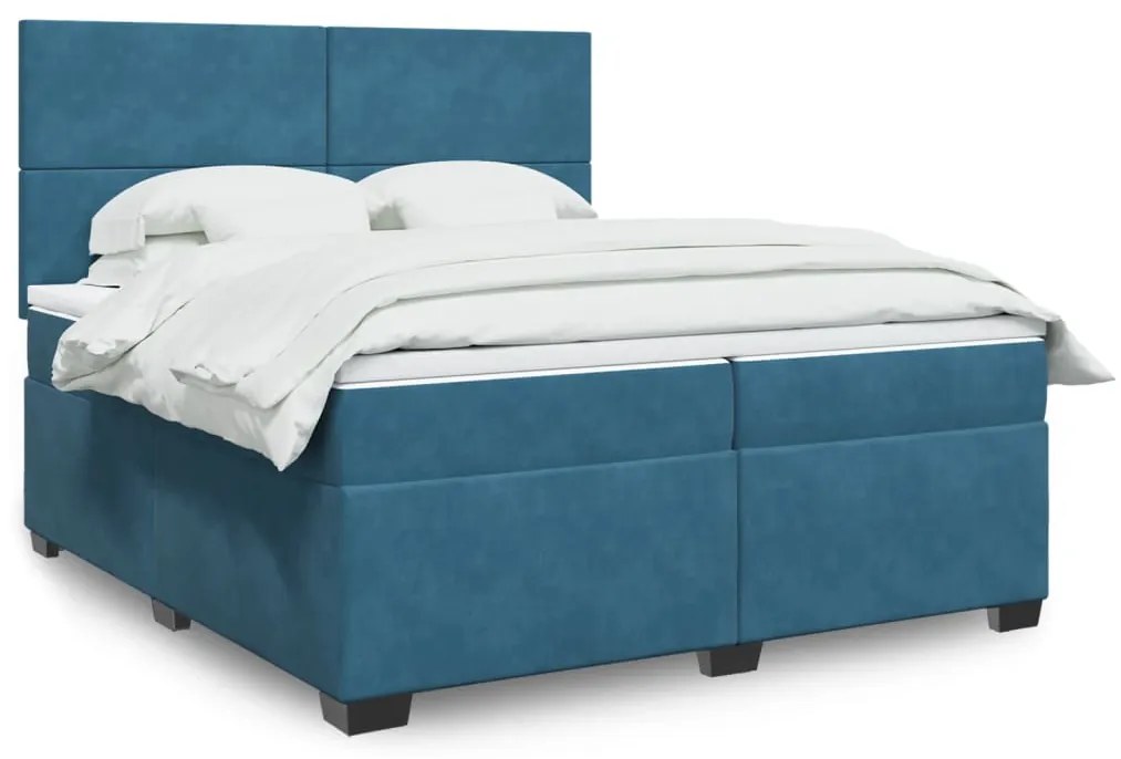 vidaXL Cama com molas/colchão 200x200 cm veludo azul