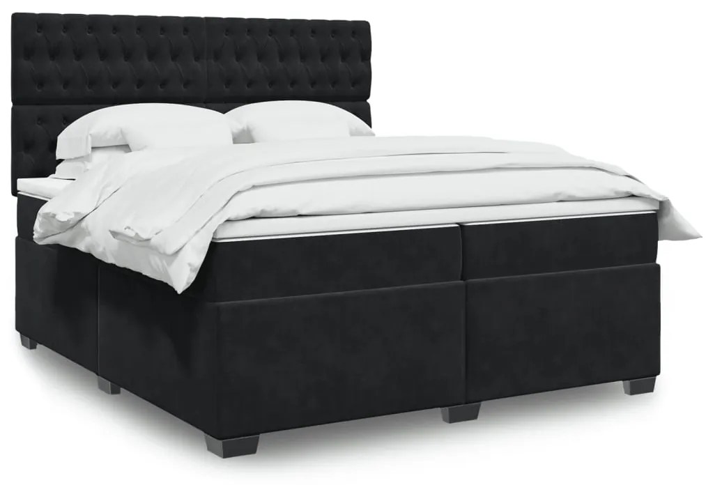 vidaXL Cama com molas/colchão 200x200 cm veludo preto