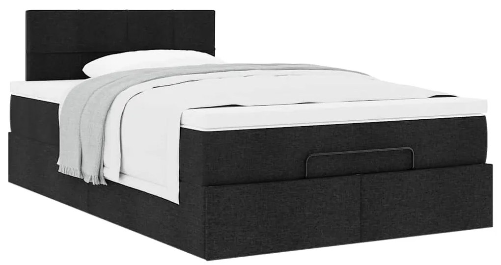 Cama otomana com colchão 120x200 cm tecido preto