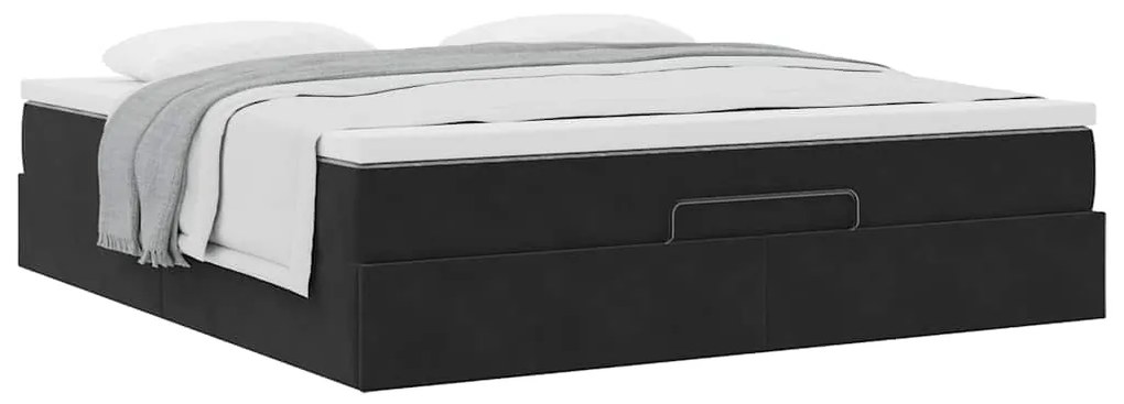 Estrutura de cama otomana com colchão 160x200 cm veludo preto