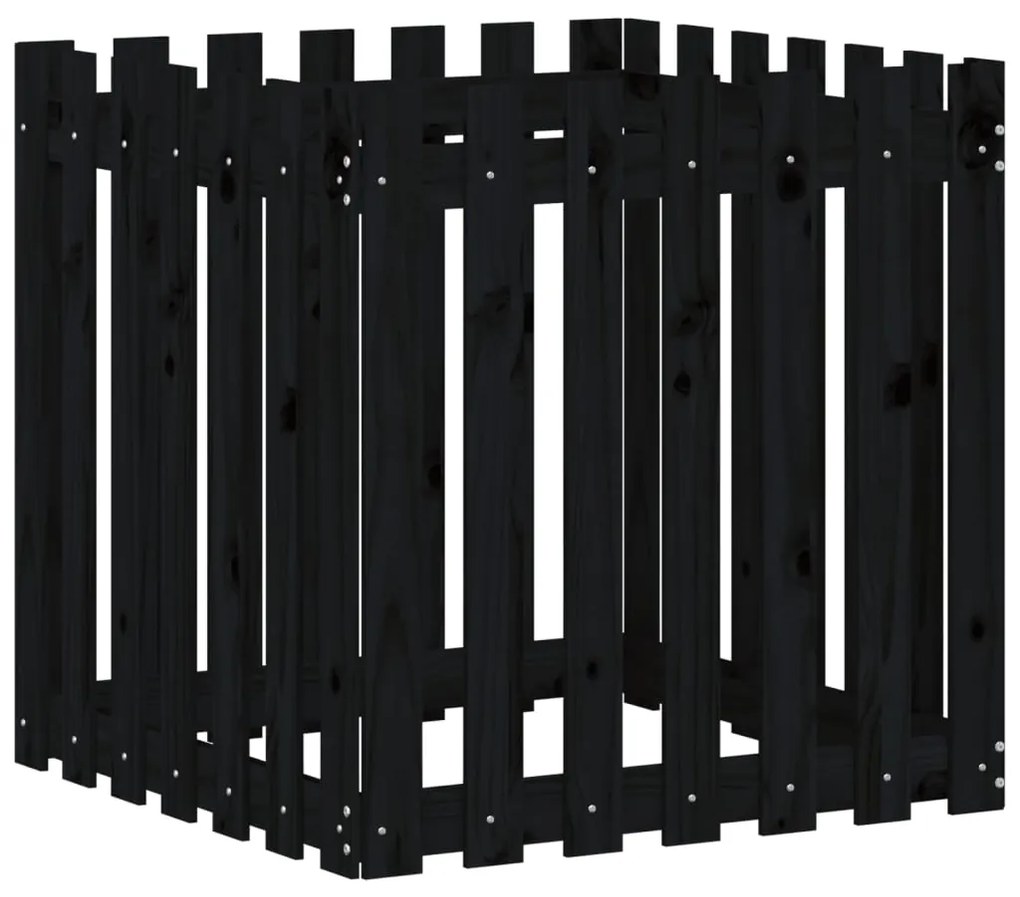 Vaso de jardim c/ design cerca 70x70x70 cm pinho maciço preto
