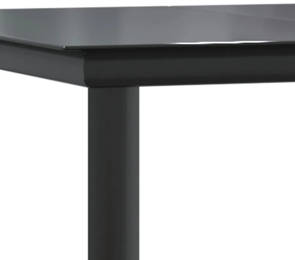 7 pcs conjunto de jantar p/ jardim c/ almofadões vime PE preto