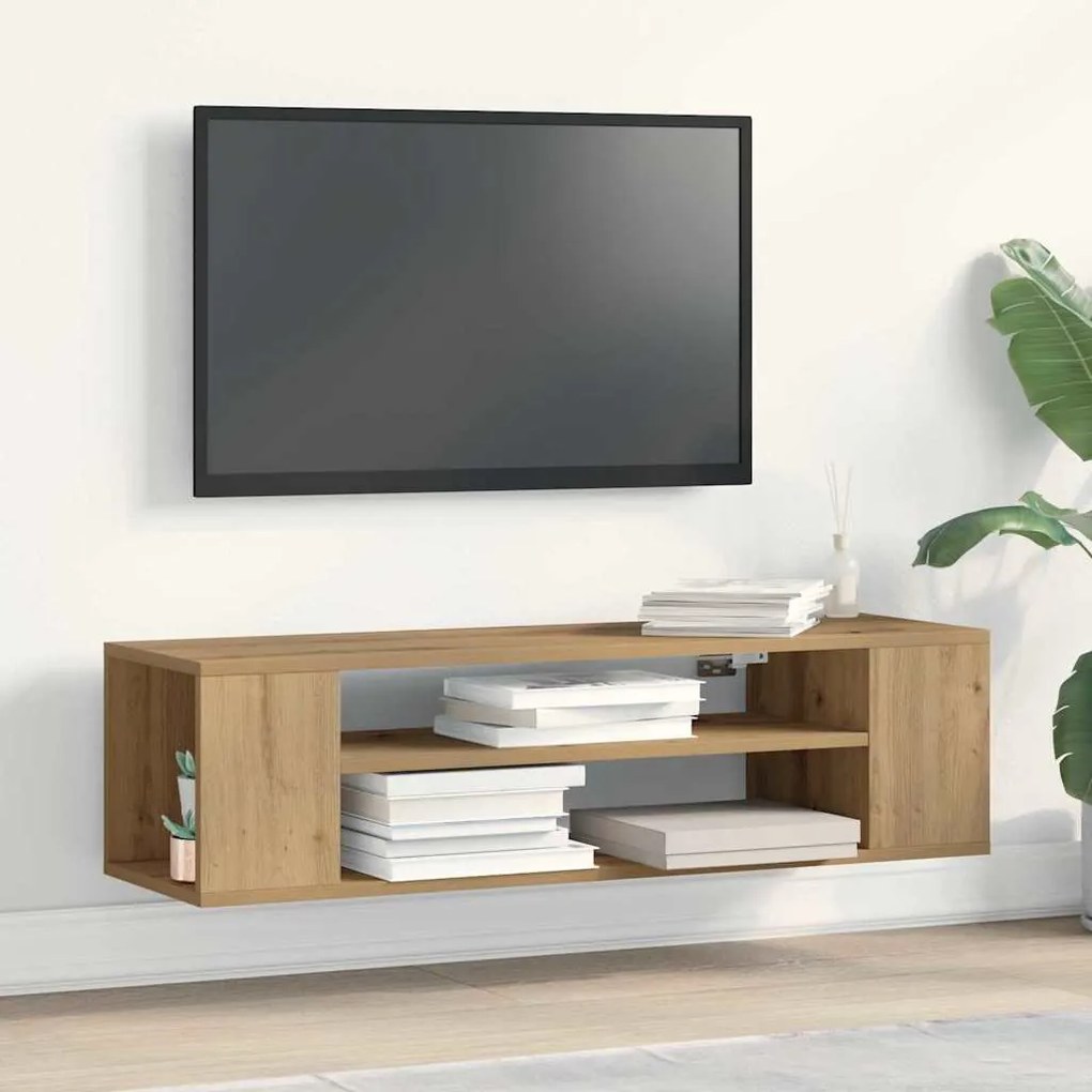 Cabide para Televisão Montado na Parede vidaXL Carvalho Artesanal 100x30x26,5 cm em Madeira de Engenharia