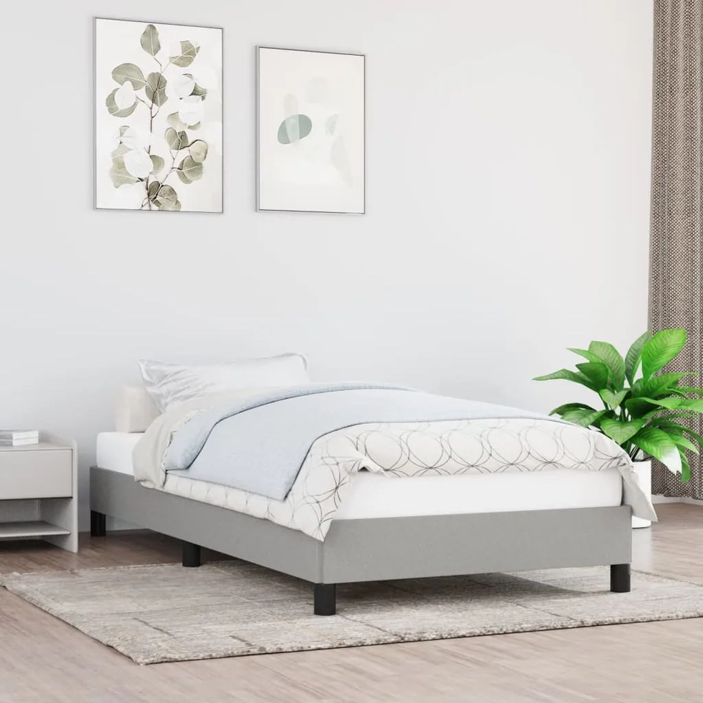 vidaXL Estrutura de cama sem colchão 90x190 cm tecido cinzento-claro