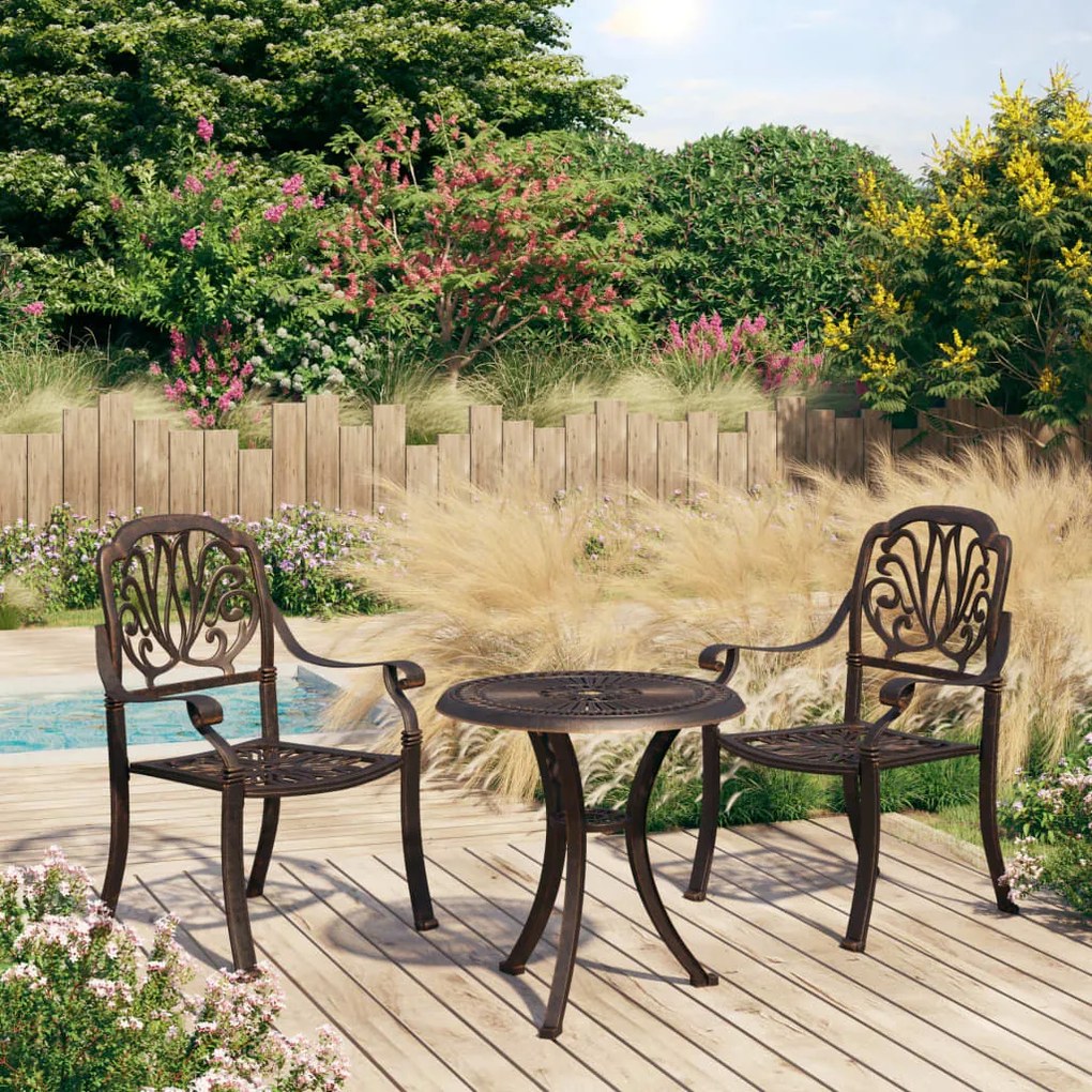 3 pcs conjunto bistrô alumínio fundido bronze