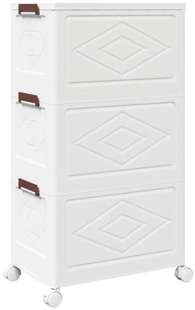 Caixa de arrumação empilhável rodas 3camadas 28L 48,5x29,5x86cm