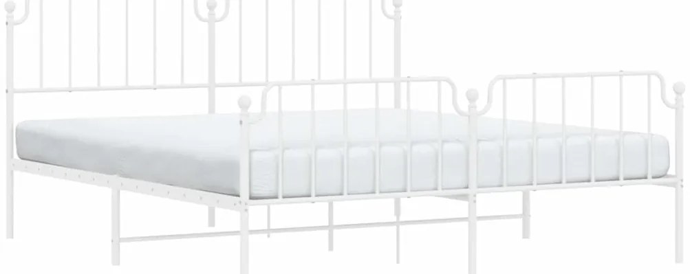 Estrutura de cama com cabeceira e pés 183x213 cm metal branco