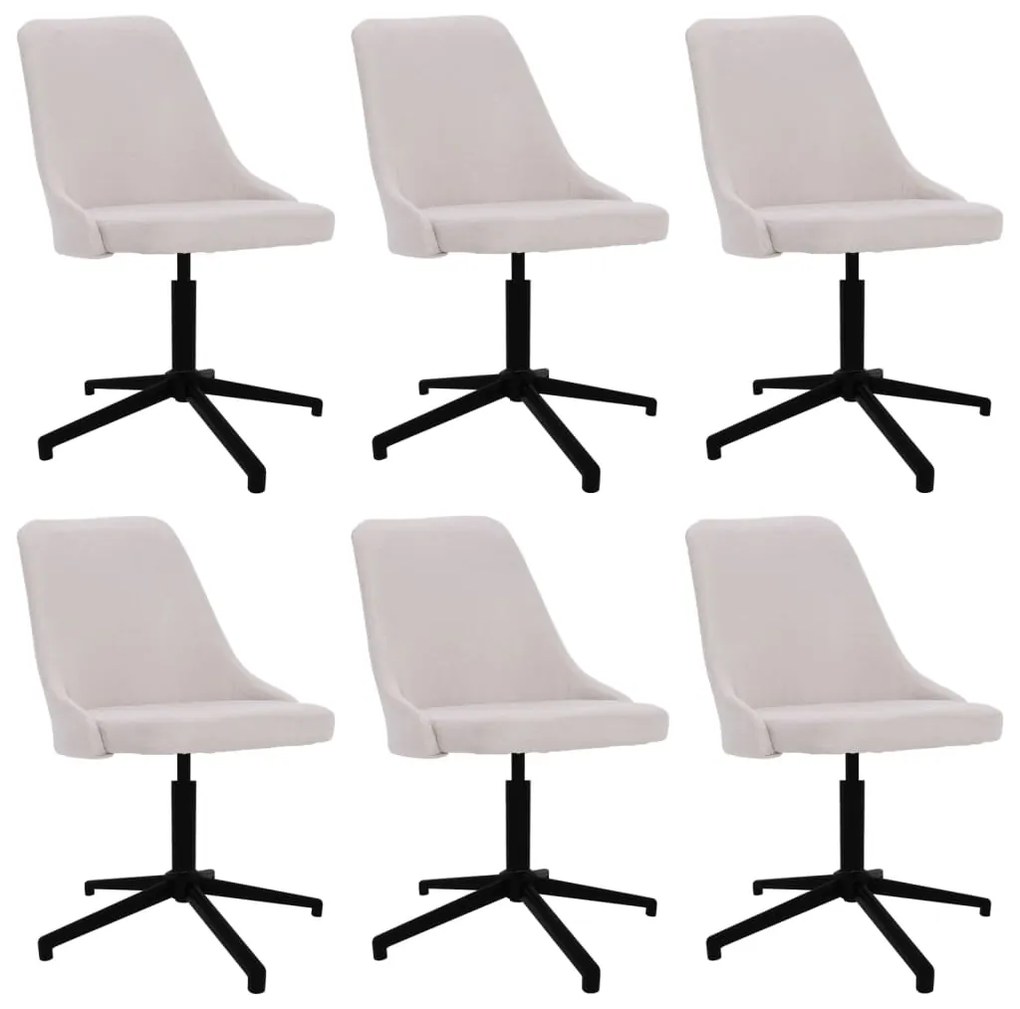 vidaXL Cadeiras de jantar giratórias 6 pcs tecido cor creme