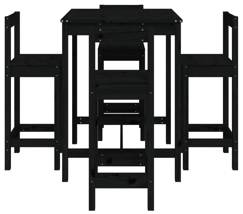5 pcs conjunto de bar para jardim pinho maciço preto