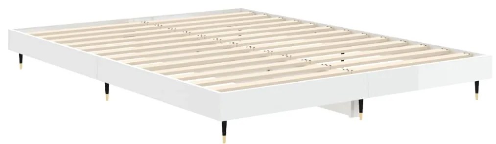 Estrutura cama 140x190 cm derivados de madeira branco brilhante