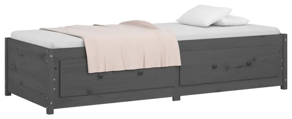 Sofá-cama 90 x 200 cm madeira de pinho maciça cinzento