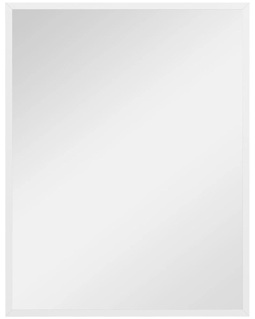 HOMCOM Espelho Parede Decorativo 70x90 cm Retangular Estilo Moderno Sala 4 Ganchos Metálicos Branco Elegante Funcional | Aosom Portugal