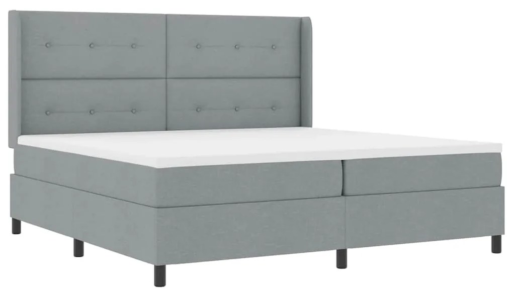 Cama Box com Colchão e LED Cinza Claro 200x200 cm Tecido