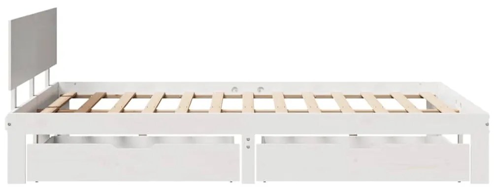Estrutura de cama c/ gavetas 140x200 cm pinho maciço branco