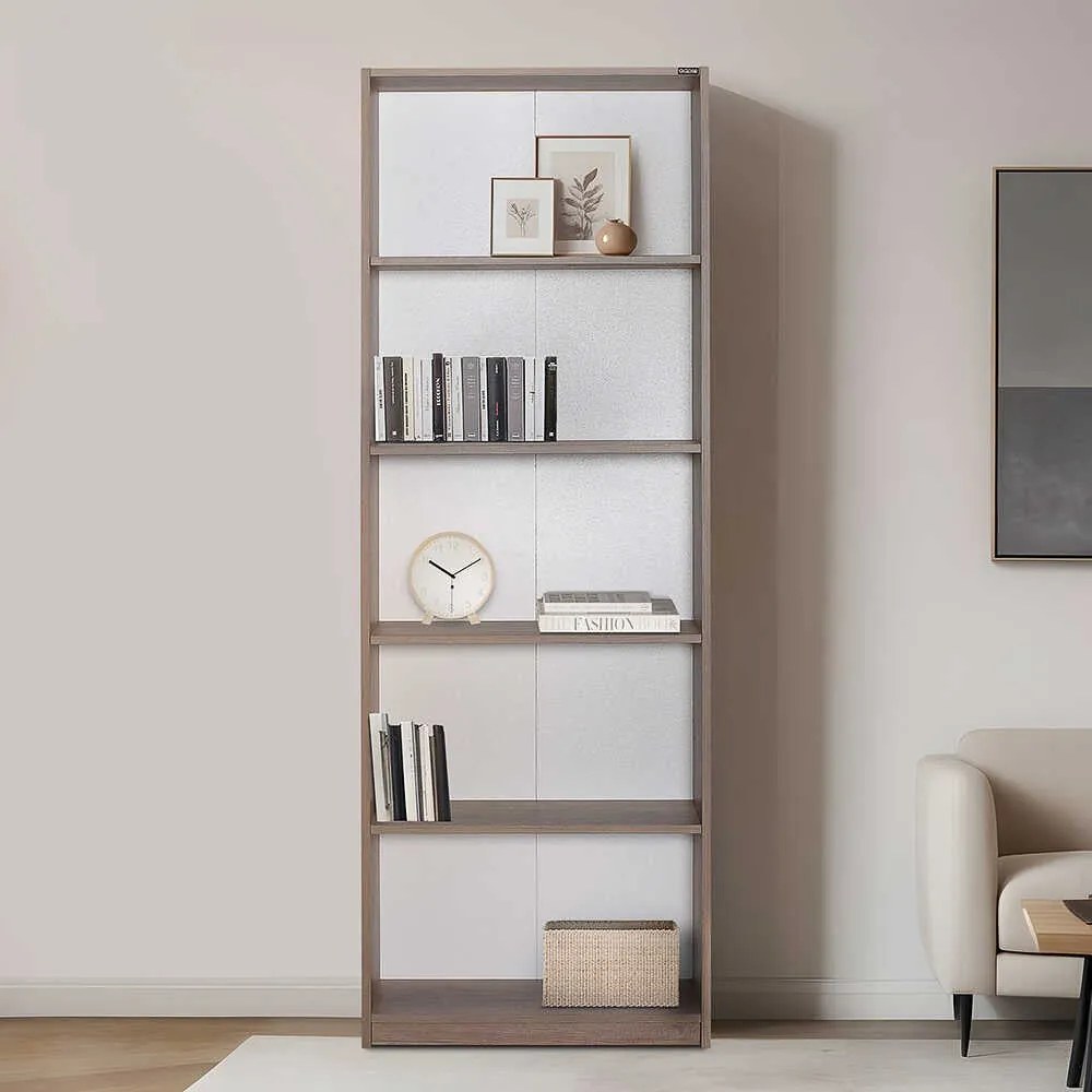 Estante “Verona” — 64x26x182 cm — Design Moderno em Nogueira Clara com
