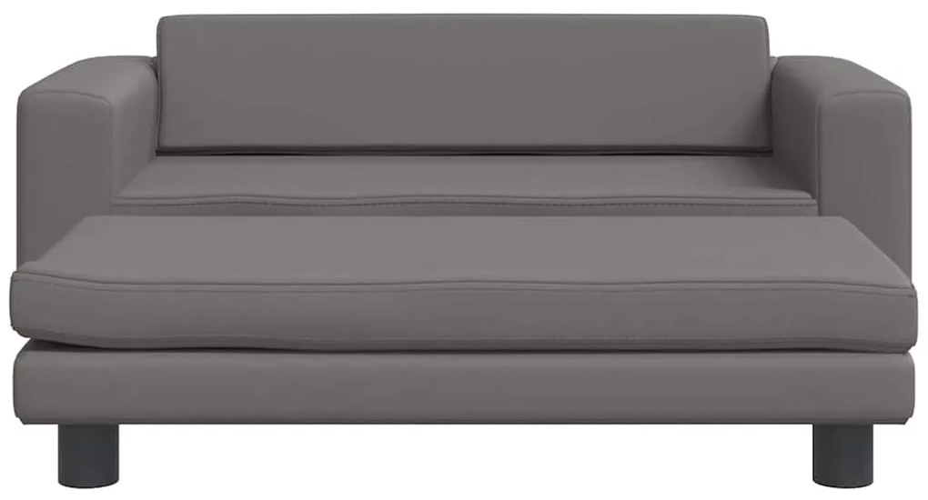 Cama para cães com extensão 100x50x30 cm couro artificial cinza